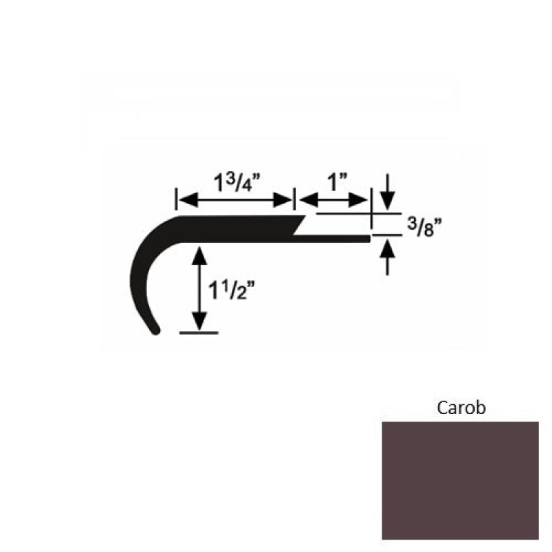 Solid 12 Carob Rubber Single Flange Carpet Stair Nosing (Rd)
