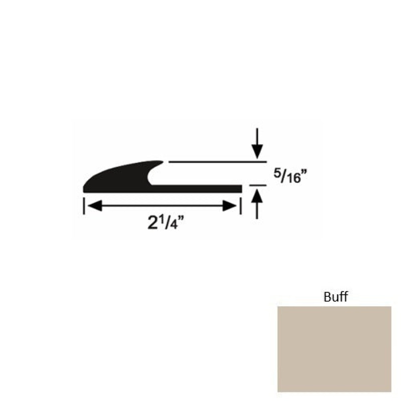 Solid 39 Buff Rubber Glue Down Carpet Edge - 2 1/4" X 9 Ft (108") X 5/16"
