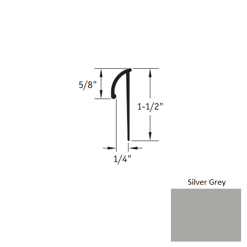 Johnsonite Silver Grey Vinyl Moulding / Trim - 1/4" X 12 Ft (144") L Cap Cove Cap - L Cap Cove Cap