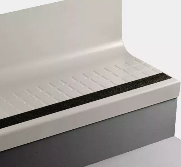 Snow White Raised Square Rubber Stair Tread with Riser