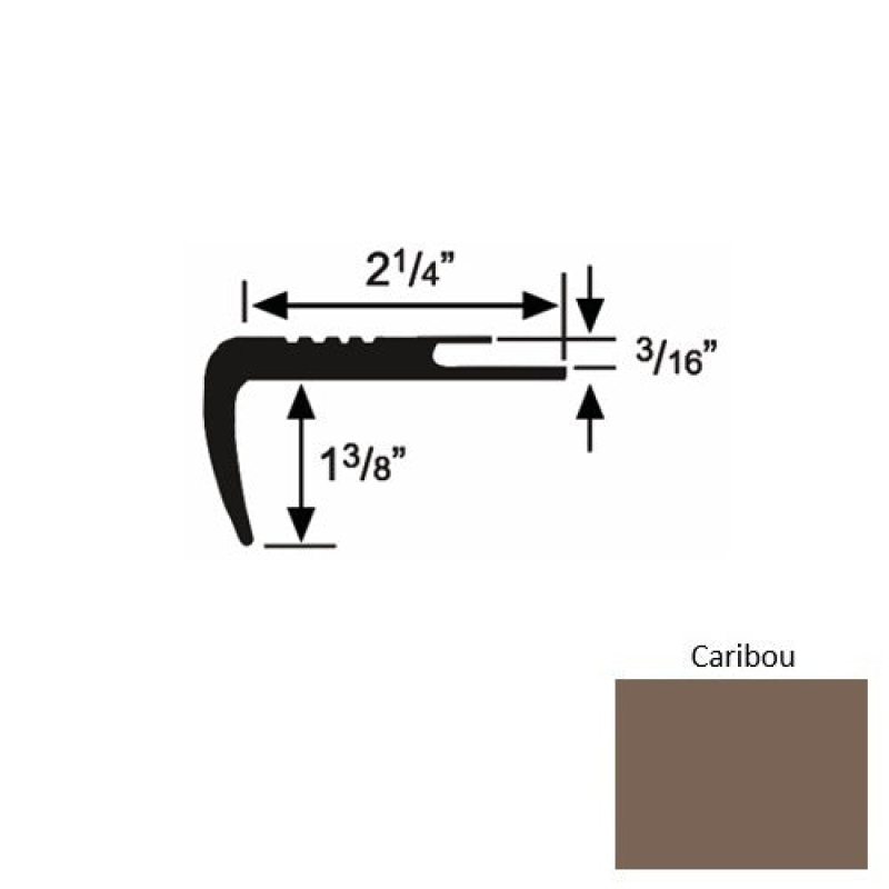 Solid 17 Caribou Rubber Undercut Carpet Nosing (Sq) - 2 1/4" X 9 Ft (108")
