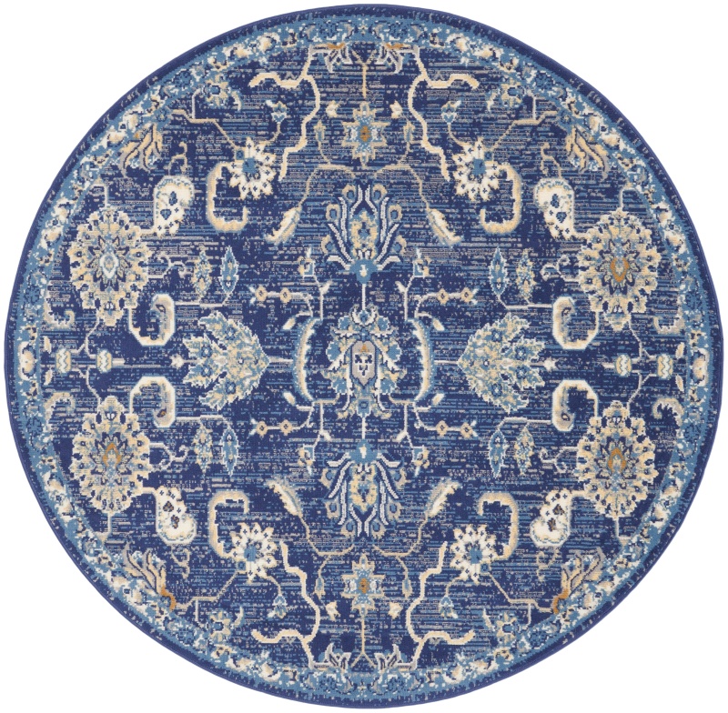 Grafix Navy Vintage Round Area Rug