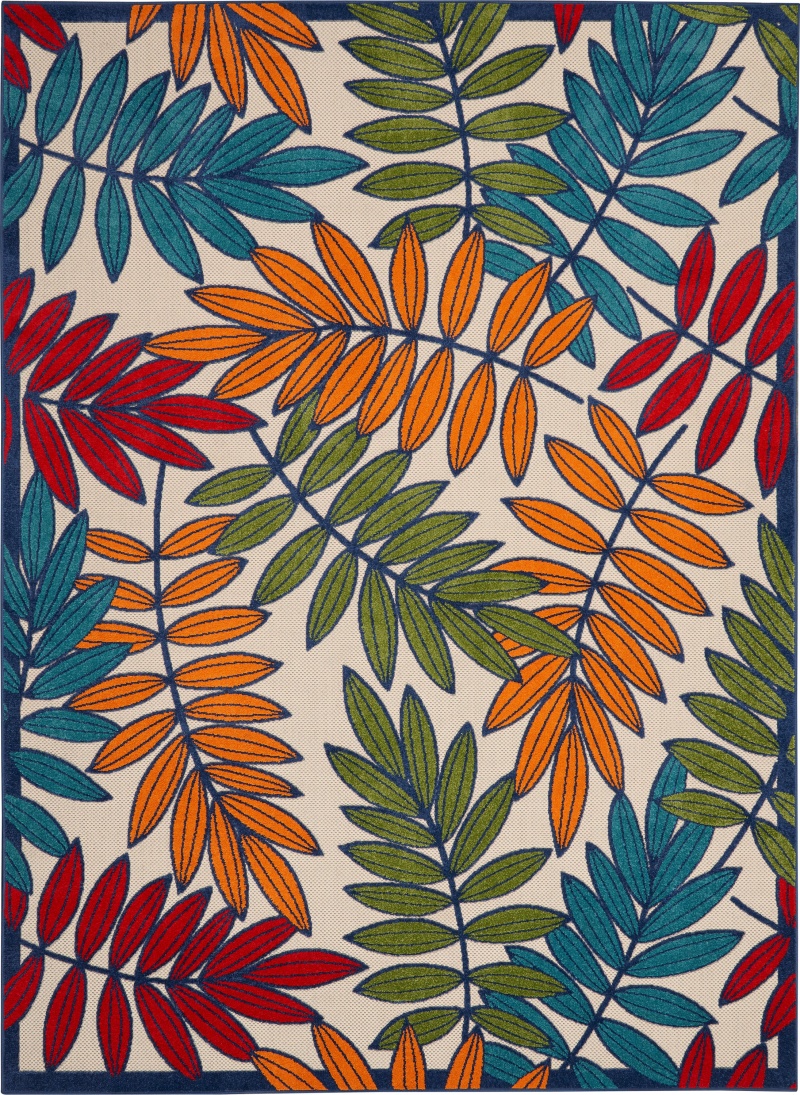 Aloha Multicolor Polypropylene Tropical Area Rug 7 ft x 10 ft
