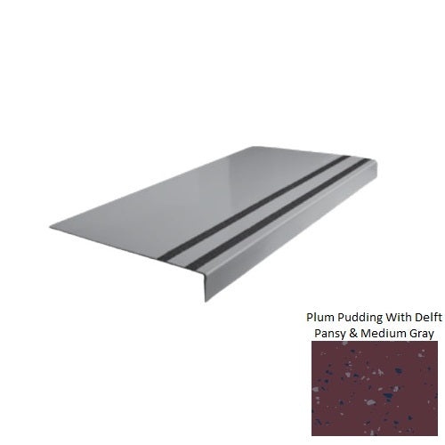 Spextones Plum Pudding With Delft Pansy & Medium Gray Type 130 Distinct Designs Rubber - 12 1/4" X 72" Stair Tread - Smooth