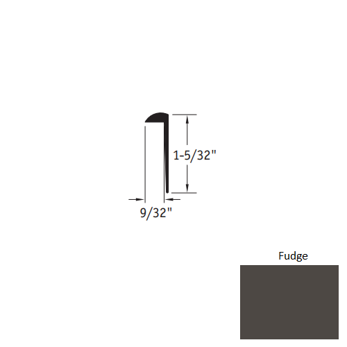 Johnsonite Fudge Vinyl Moulding / Trim - 9/32" X 12 Ft (144") Square Cap Cove Cap - Square Cap Cove Cap