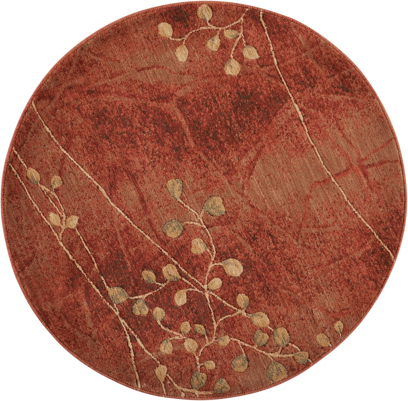 Rustic Flame Synthetic Fibers Round Area Rug