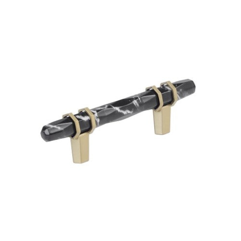Carrione Zinc Bar Cabinet Pull - Marble Black / Golden Champagne