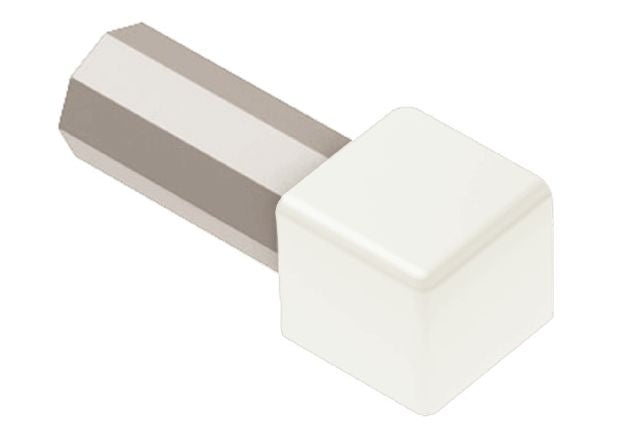 Quadec 90 Degree Outside Corner Metal Tile Edging Trim - White Color Coated Aluminum