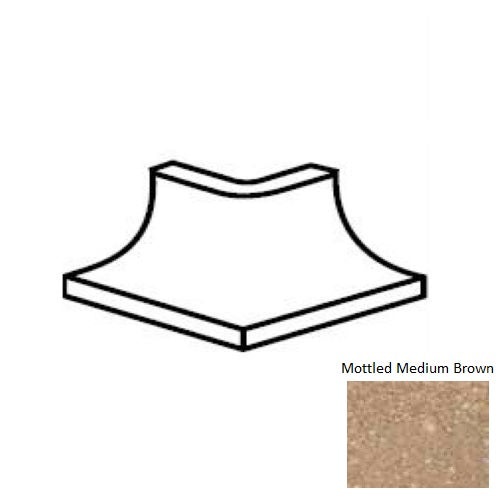 Keystones Unglazed Mosaic Mottled Medium Brown Porcelain Cove Base Outcorner – 2" x 2", Matte