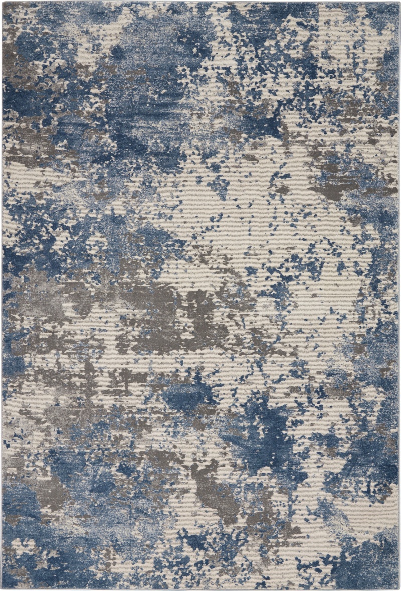 Rustic Textures Grey / Blue Modern Area Rug