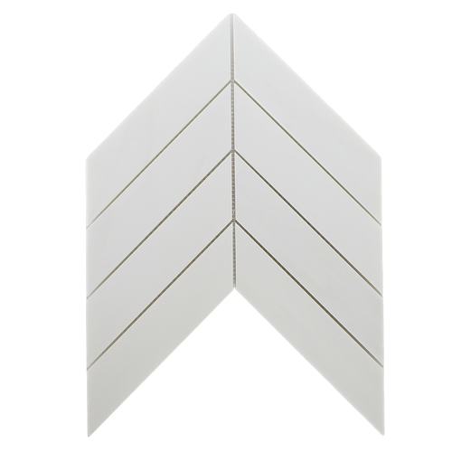 Bianco Dolomite Marble Mosaic - 2" X 8" Chevron - Honed
