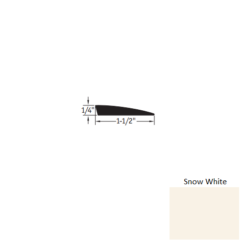 Johnsonite Snow White Vinyl Moulding / Trim - 1/4" X 12 Ft (144") Carpet Reducer - Carpet Reducer