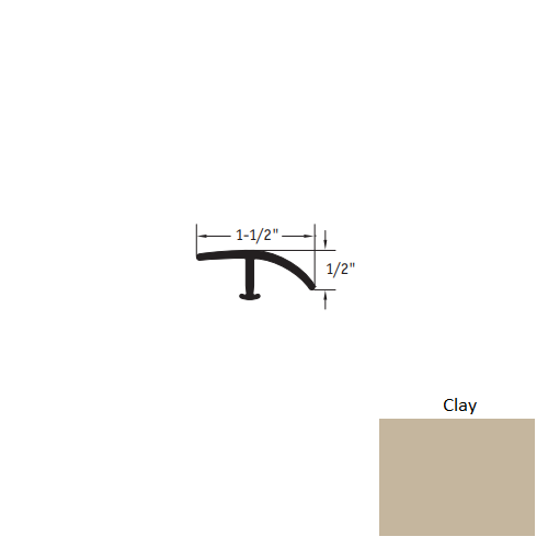Johnsonite Clay Vinyl Moulding / Trim - 1 1/2" X 12 Ft (144") X 1/2" - 1/8" T Molding - T Molding