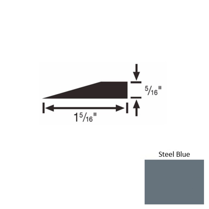 Solid 25 Steel Blue Rubber Reducer Strip - 1 5/16" X 9 Ft (108") X 5/16"