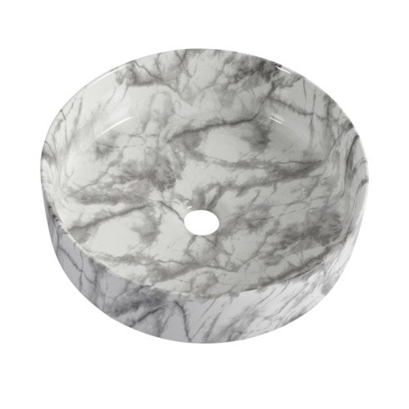 White & Black Ceramic Countertop Drop In Bathroom Sink - 15.7" X 15.7" - White & Black