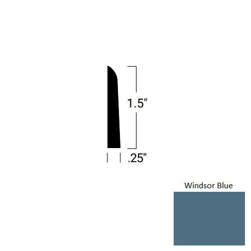 Johnsonite Windsor Blue Rubber Moulding / Trim - 1 1/2" X 8 Ft (96") X 1/4" Millwork Shoe Moulding - Millwork Shoe Moulding