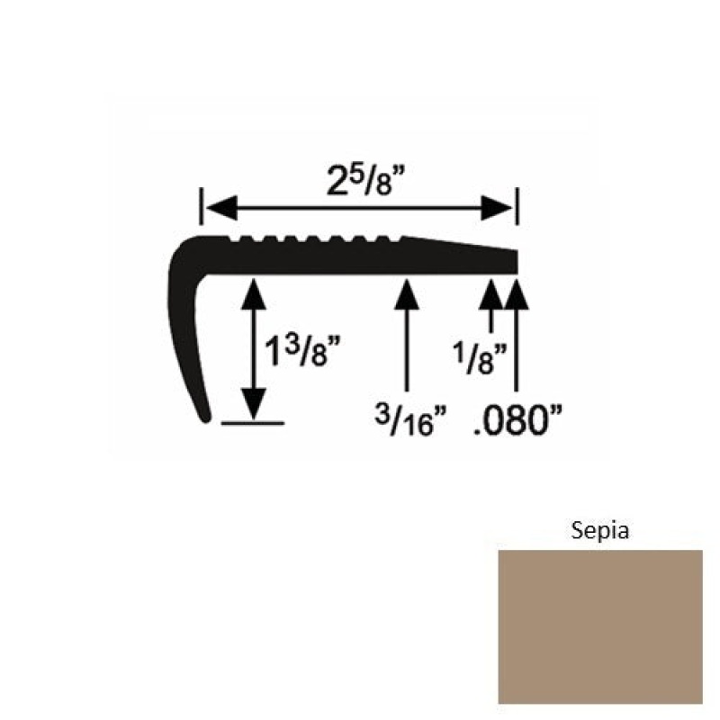 Solid 03 Sepia Rubber Residential Stair Nosing