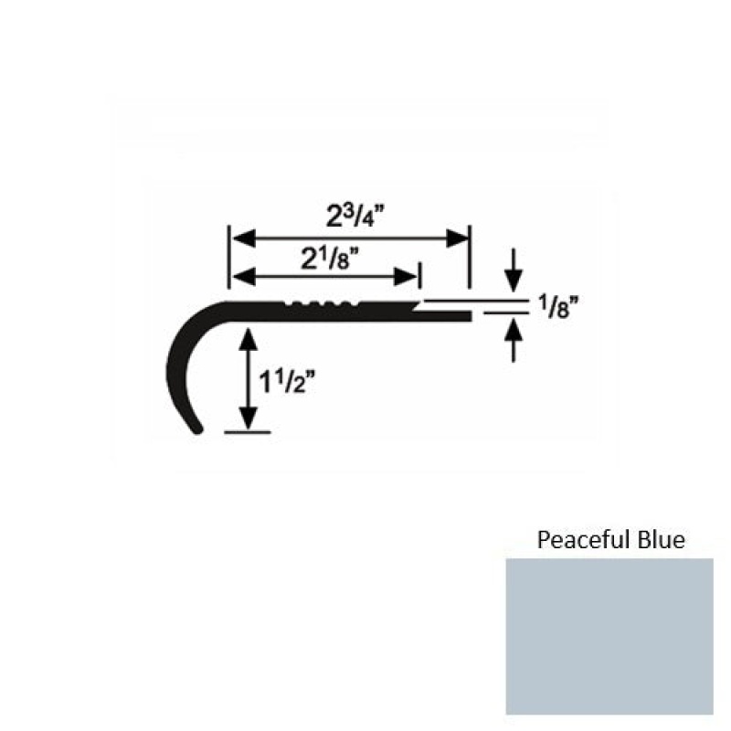 Solid 10 Peaceful Blue Rubber Underlap Stair Nosing (Rd) - 2 3/4" X 9 Ft (108")