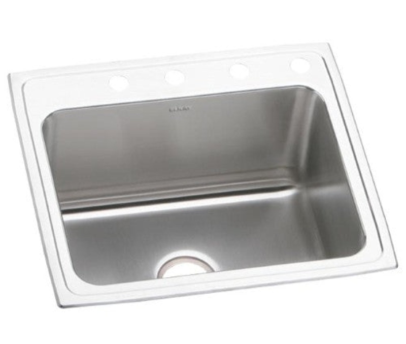 Dlr2521104 Lustertone Classic Stainless Steel Drop In Single Bowl Kitchen Sink - 25" X 21 1/4" X 10 1/8" With 4 Holes - Stainless Steel