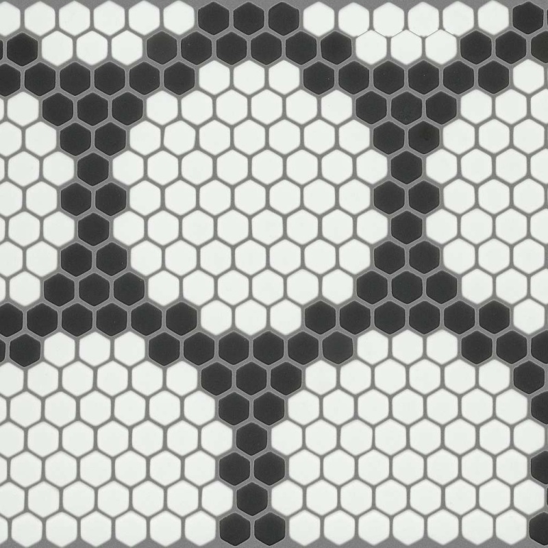 Retro Colony Black Glass Mosaic - Hexagon - Matte