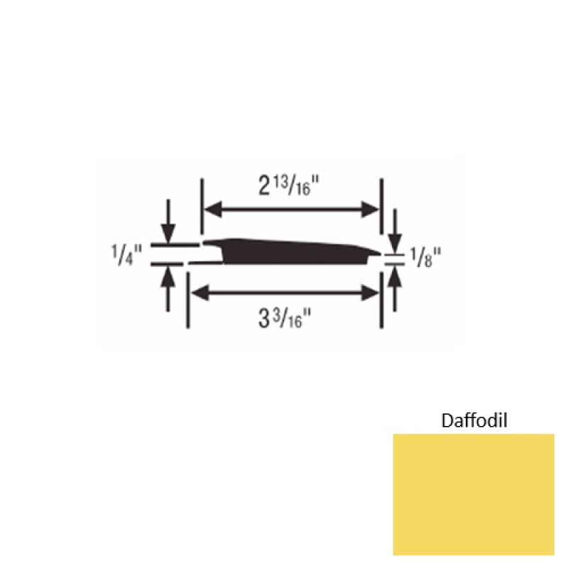 Solid 65 Daffodil Rubber Rolling Traffic Transition - 3 3/16" X 9 Ft (108") X 1/4" - 1/8"