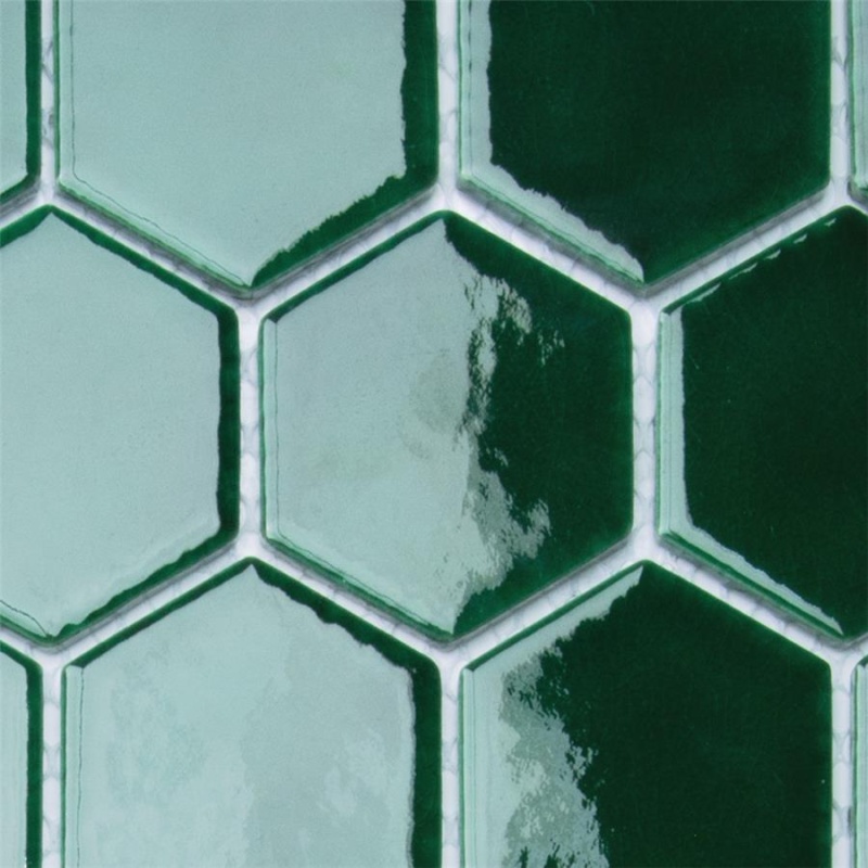 Metro Ion Emerald Porcelain Mosaic - 2'' Hexagon - Glossy