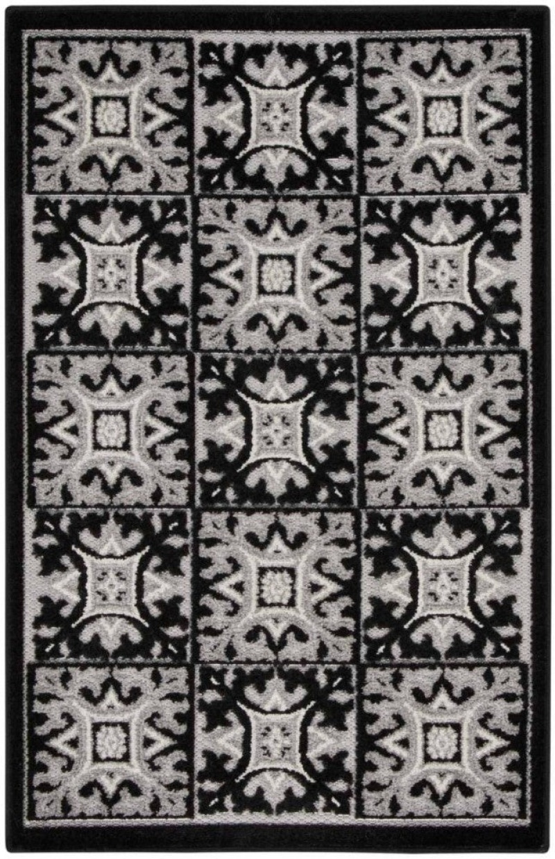 Aloha Black White Alh34 Polypropylene & Polyester Contemporary Area Rug - 10 Ft X 13 Ft - Black White