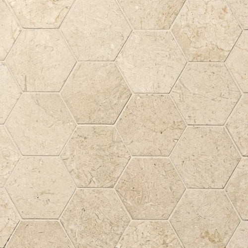 Crema Marfil Select Marble Mosaic - 3" Hexagon - Honed