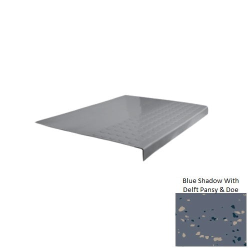 Spextones Blue Shadow With Delft Pansy & Doe Type 701 Distinct Designs Rubber - 12" X 72" Stair Tread - Rgt Radial Ii Raised Disc Design