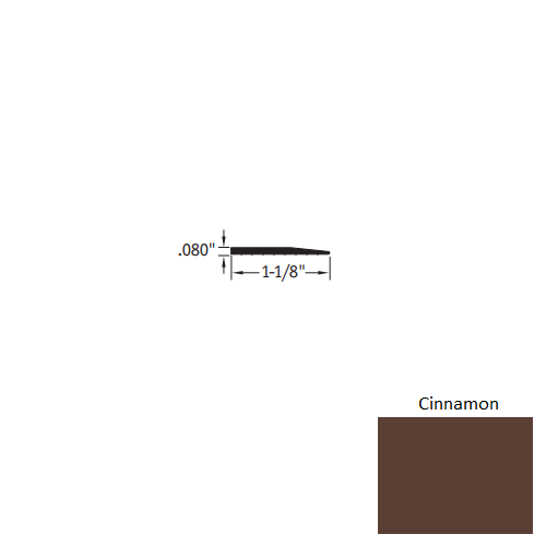 Johnsonite Cinnamon Vinyl Moulding / Trim - 1 1/8" X 3 Ft (36") X .080" Reducer - Reducer