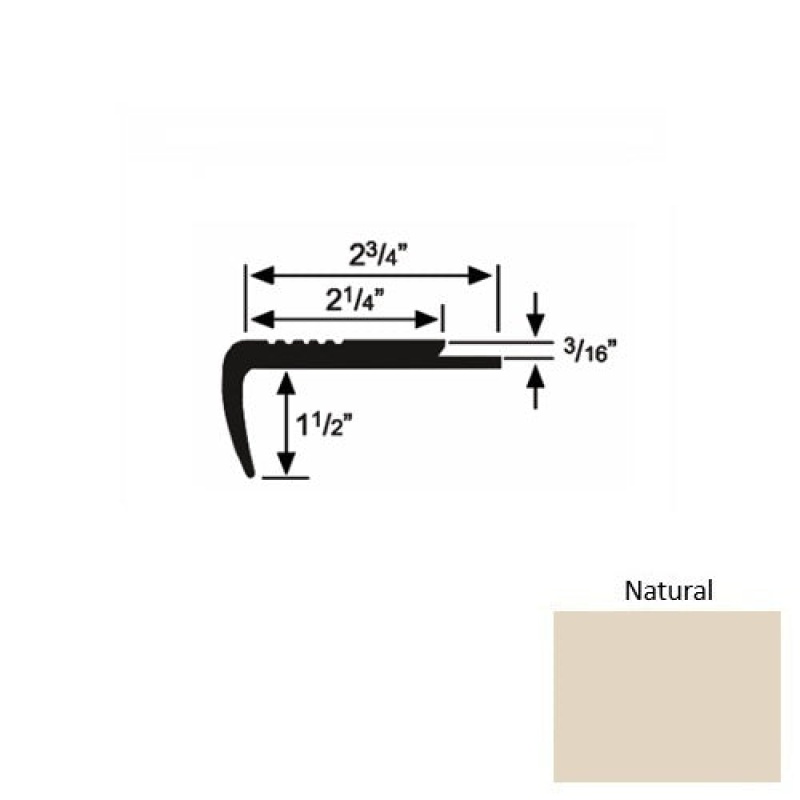 Solid 07 Natural Rubber Underlap Carpet Stair Nosing
