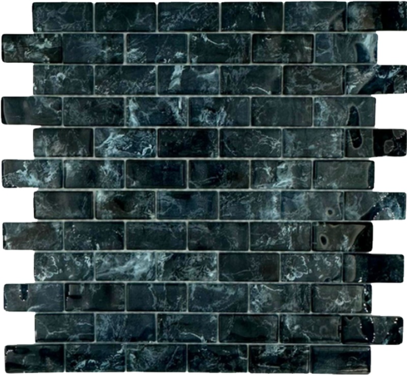 Midnight Onyx Glass Mosaic - 1" X 2" - Polished