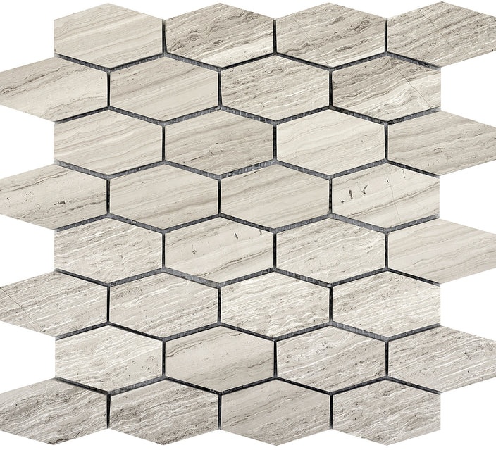 Metro Cream Limestone Mosaic - Elongated Hexagon - Honed
