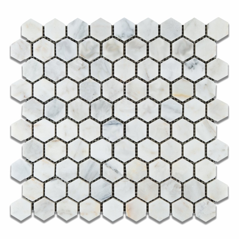Carrara Venatino Marble Mosaic - 1 1/4" Hexagon