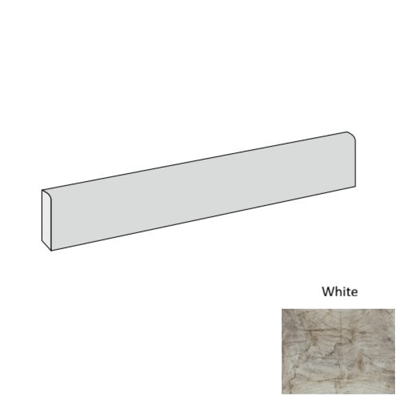 Vintage White Porcelain Floor Trim - 3" X 24" Bullnose - Natural