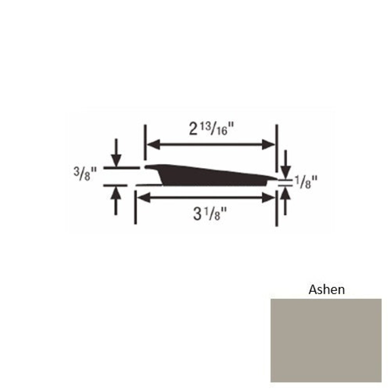 Solid 67 Ashen Rubber Rolling Traffic Transition - 3 1/8" X 9 Ft (108") X 3/8" - 1/8"