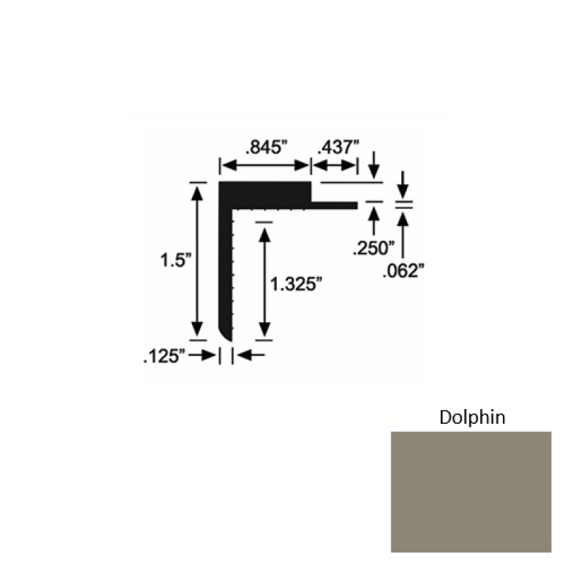 Solid 57 Dolphin Rubber Landing Trim - 1 1/2" X 98"