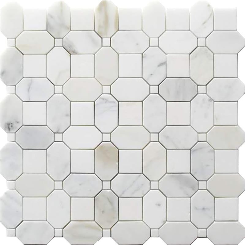 Tuscany Calacatta Gold / Thassos Marble Mosaic - Montalcino - Polished