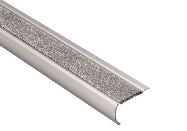 Trep Gk B Stair Nose Metal Tile Edging Trim - Brushed Stainless Steel Transparent