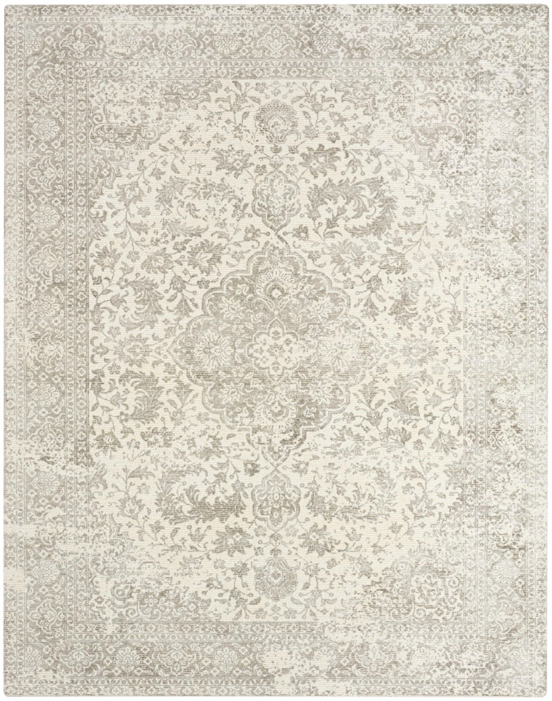 Azalea Ivory Grey Aza01 Wool Blend Farmhouse Area Rug - 5 Ft X 7 Ft - Ivory Grey