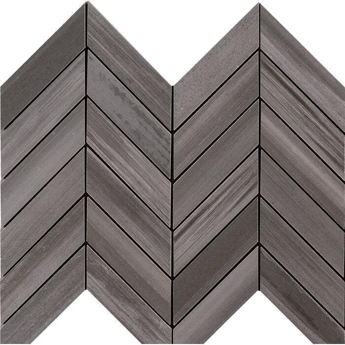 Water Color Graphite Porcelain Mosaic – Chevron – Matte