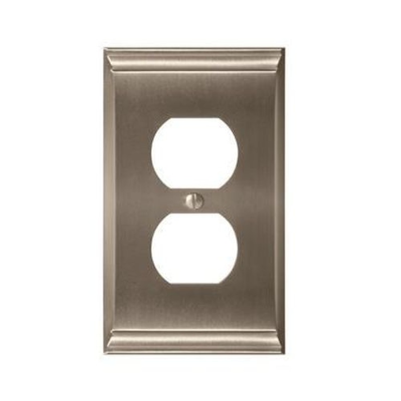 Candler Zinc 1 Gang Duplex Outlet Wall Plate - Satin Nickel - 1-Gang