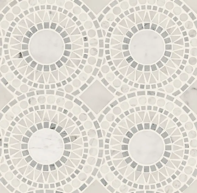 Solis White Carrara / Bardiglio Marble Mosaic Tile
