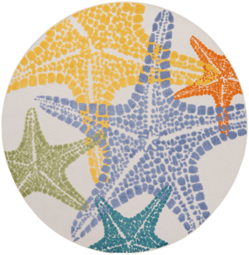 Aloha Alh28 Multicolor Polypropylene Round Area Rug