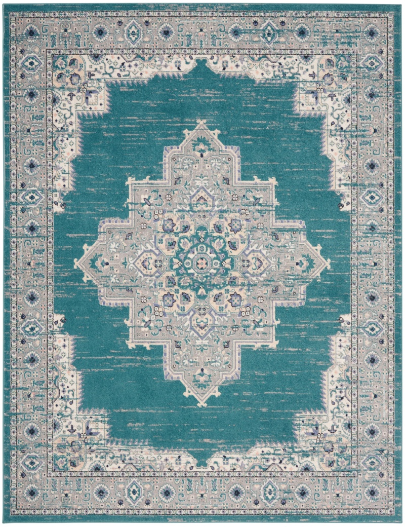 Passion Psn03 Turquoise Grey Area Rug
