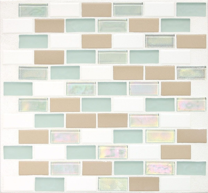 Keystone Coastal Trade Wind Glass Mosaic - 1" X 2" Brick - Matte