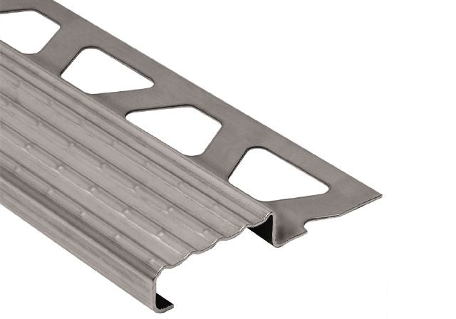 Trep E Stair Nose Metal Tile Edging Trim - Stainless Steel
