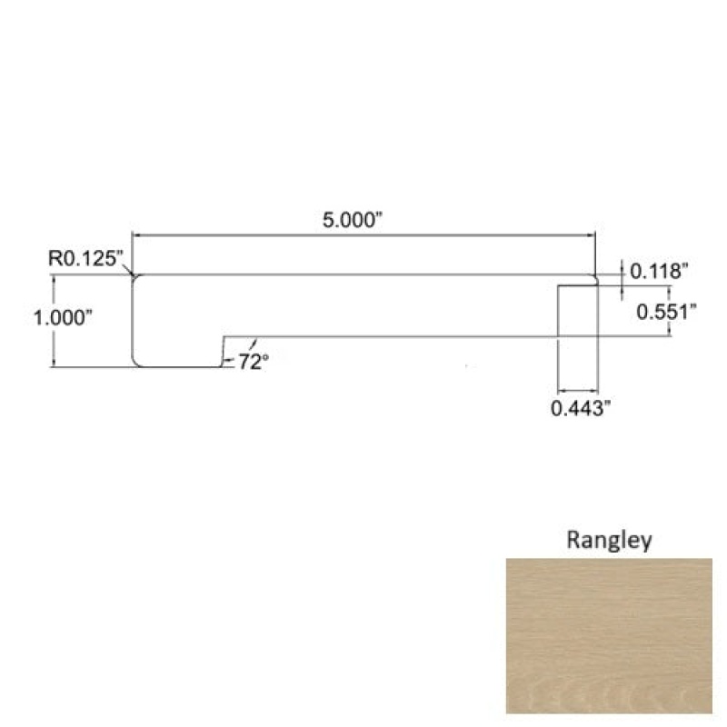 Lakeshore Rangley Laminate Wood Moulding / Trim - 5" X 94" Overlap Square Stair Nose - Embossed