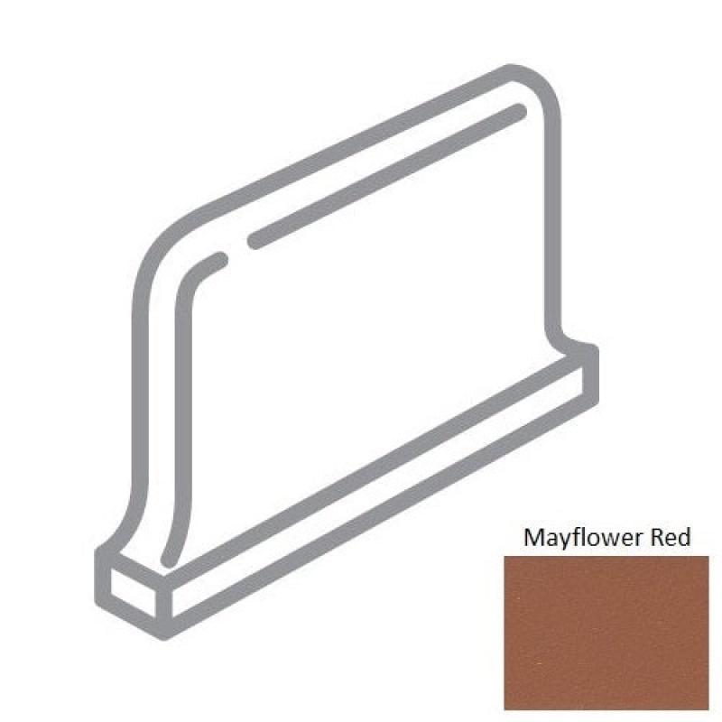 Metropolitan Mayflower Red Ceramic Wall Trim - 6" X 6" Round Top Cove Base Left Corner - Honed