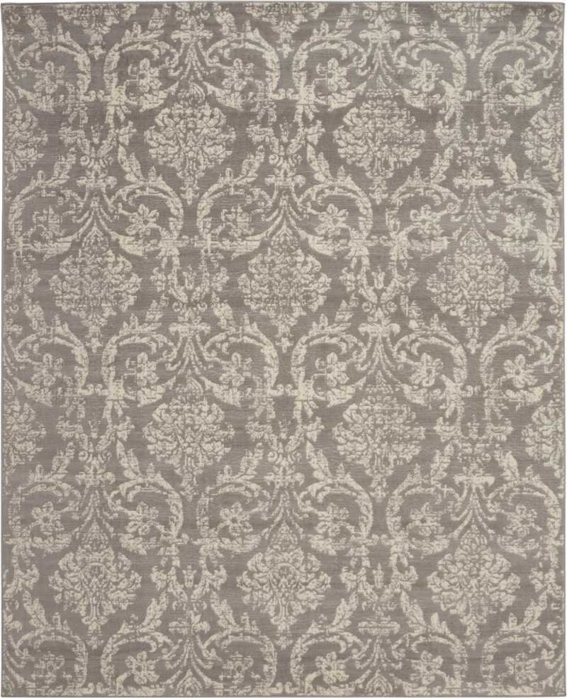Jubilant Grey Polypropylene Vintage Area Rug 7 Ft X 10 Ft